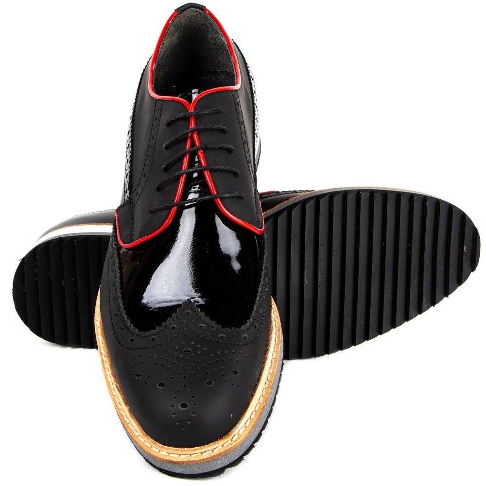 IDOL Mens Leather Derby Black Patent Shoes